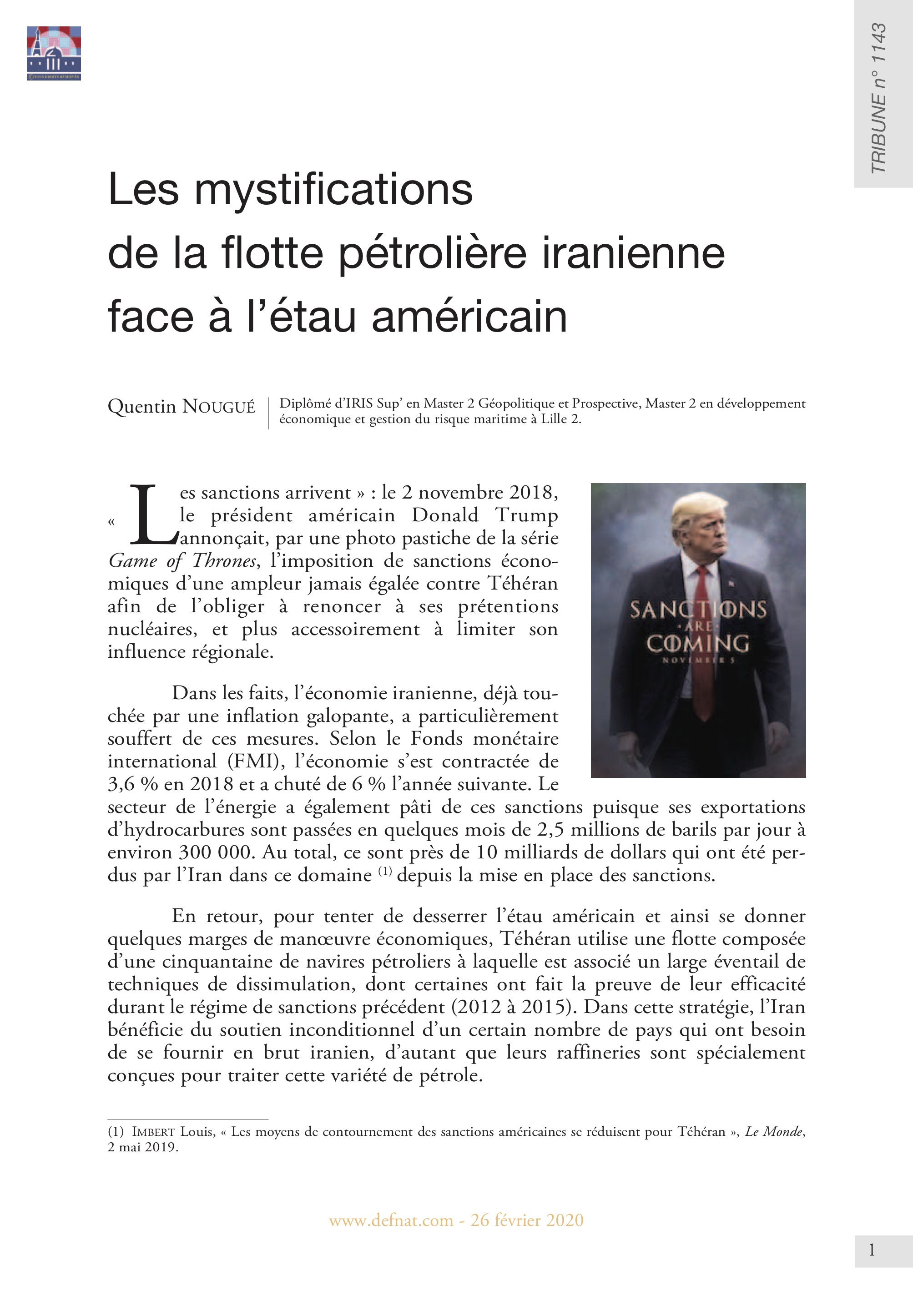 Les mystifications de la flotte pétrolière iranienne face à l’étau américain (T 1143)
